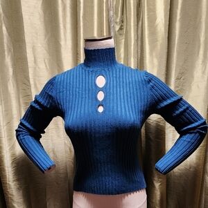 Chic Teal Ribbed Women's Sweatshirt